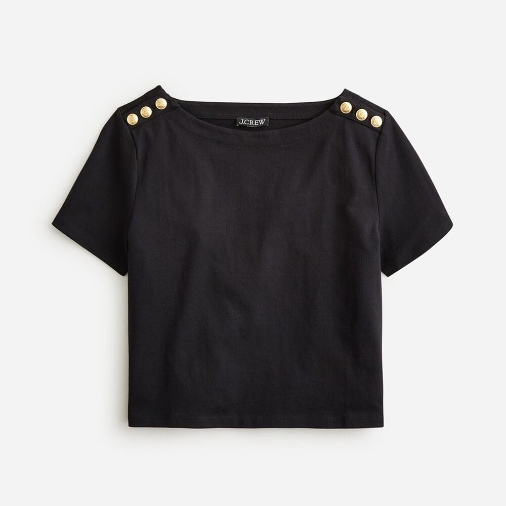 J CREW Mariner cloth short-sleeve T-shirt with gold buttons size XS